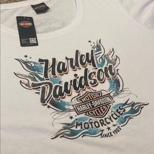 Harley-Davidson Ladies Outburst Crew S/S White Tee Sturgis Hit on Back XXXL. NWT